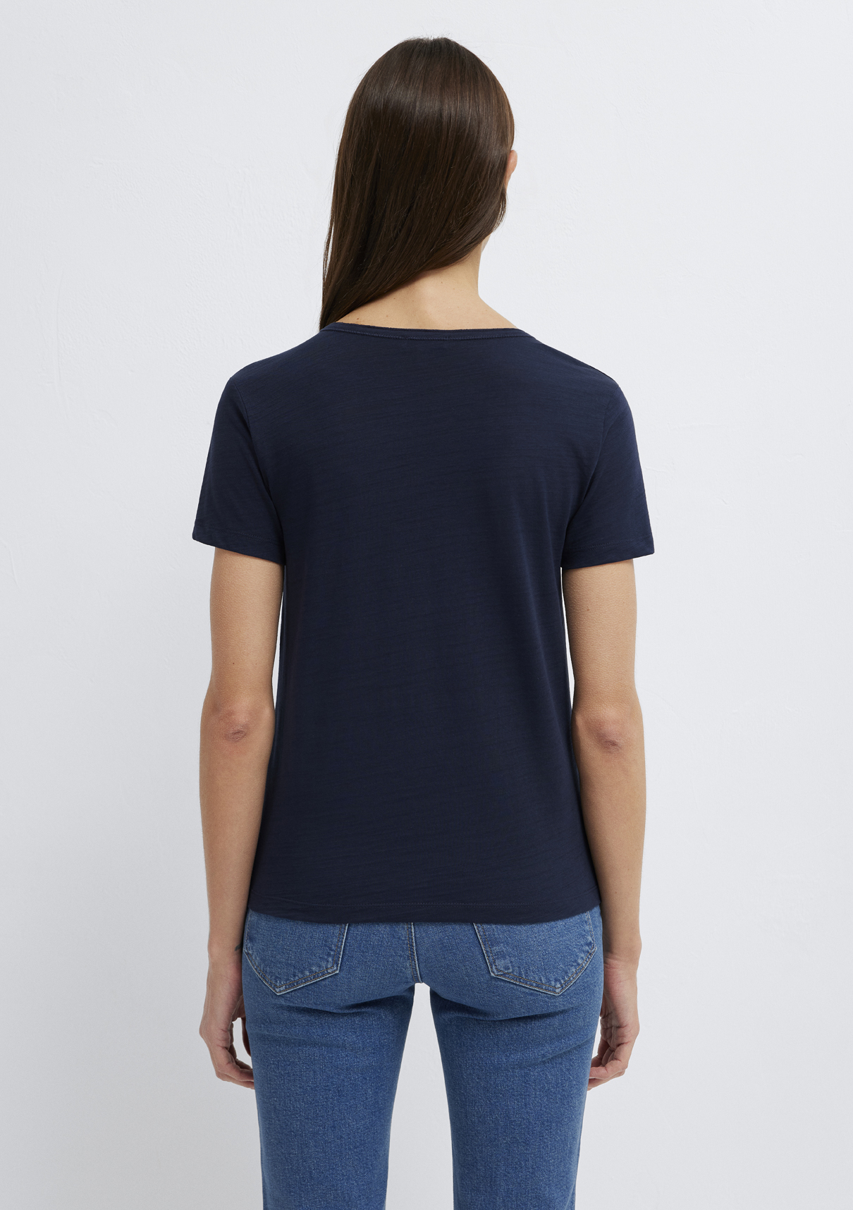 Mavi Yarı Düğmeli Mavi Jeans Lacivert Tişört görsel 5