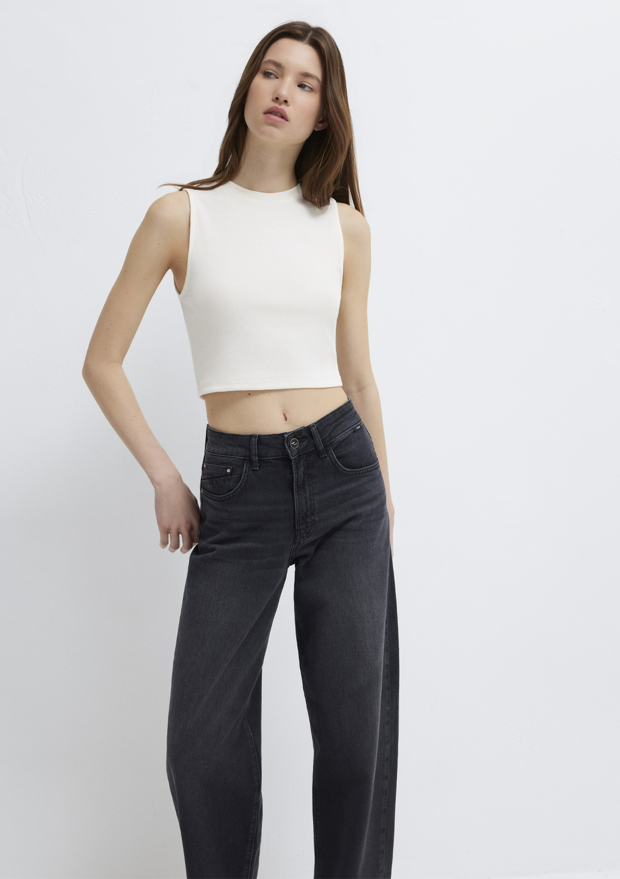 Mavi Ekru Crop Atlet görsel 3