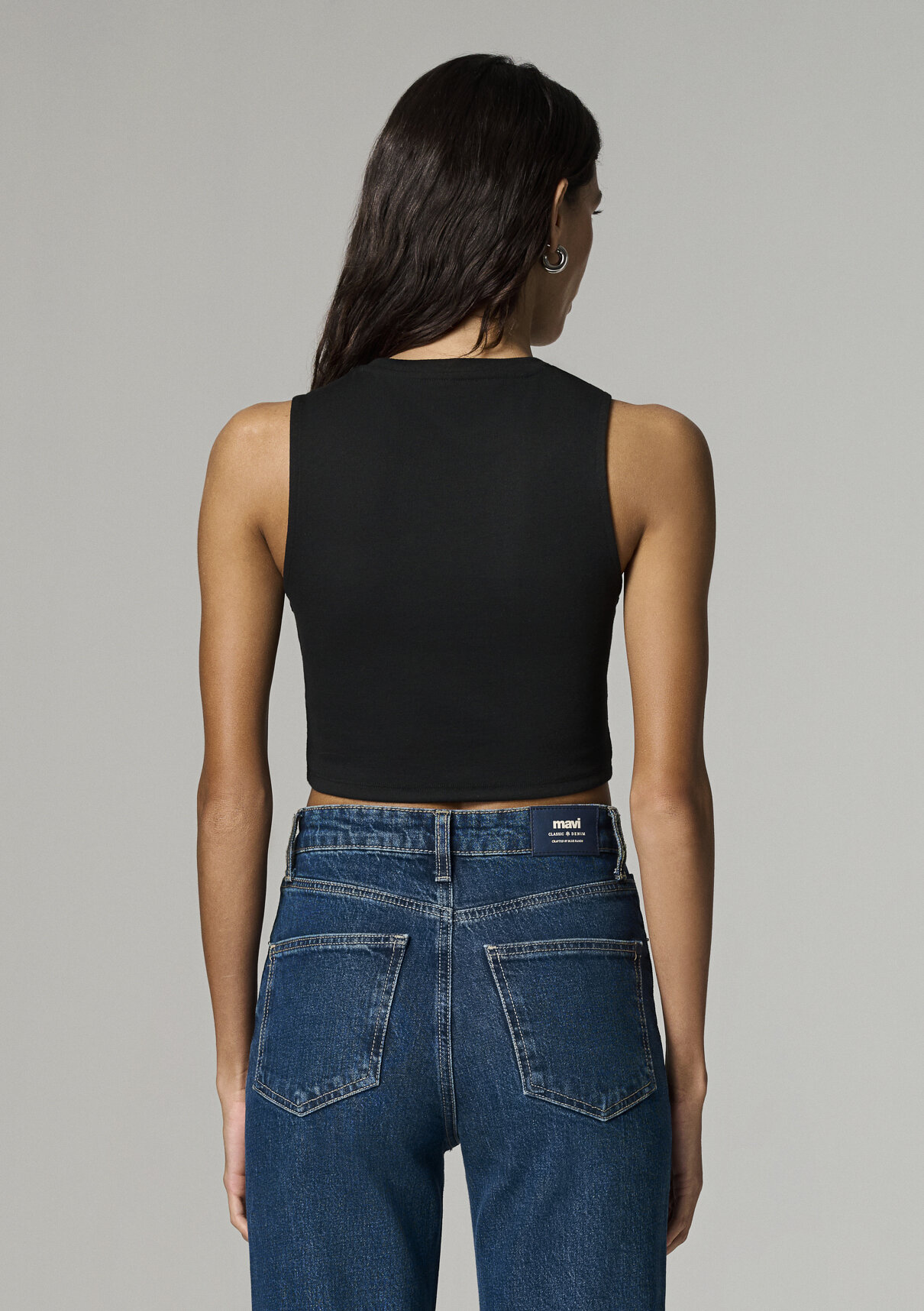 Mavi Siyah Crop Atlet görsel 4