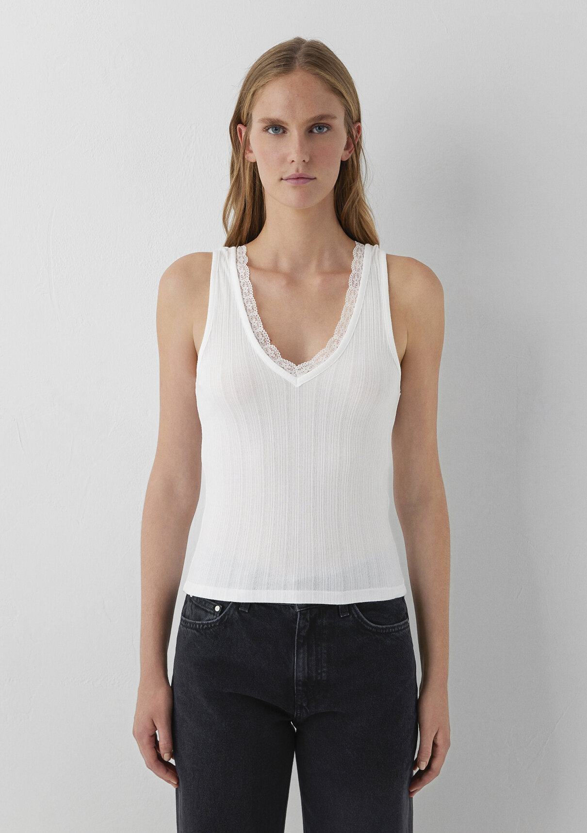 Mavi Modal (Tencel™) Karışımlı Ekru Atlet görsel 3
