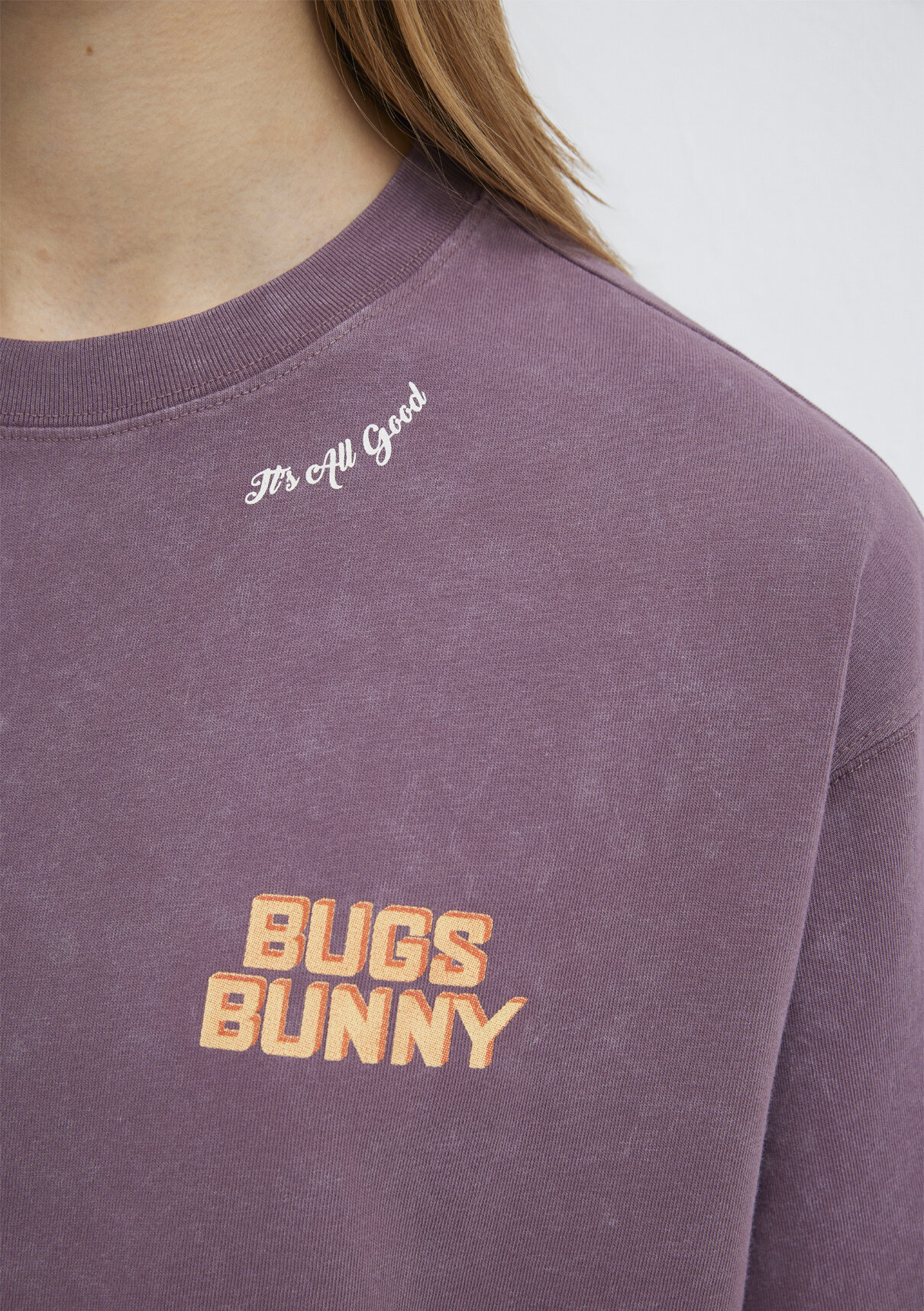 Mavi Bugs Bunny Baskılı Mor Tişört görsel 8