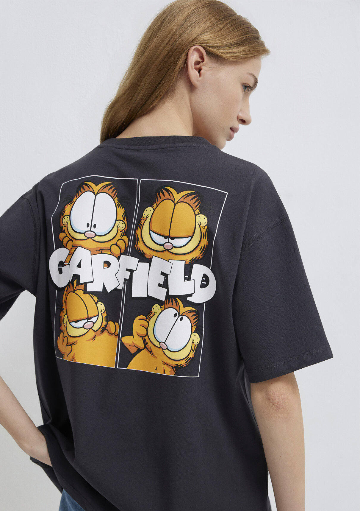 Mavi Garfield Baskılı Antrasit Tişört görsel 2