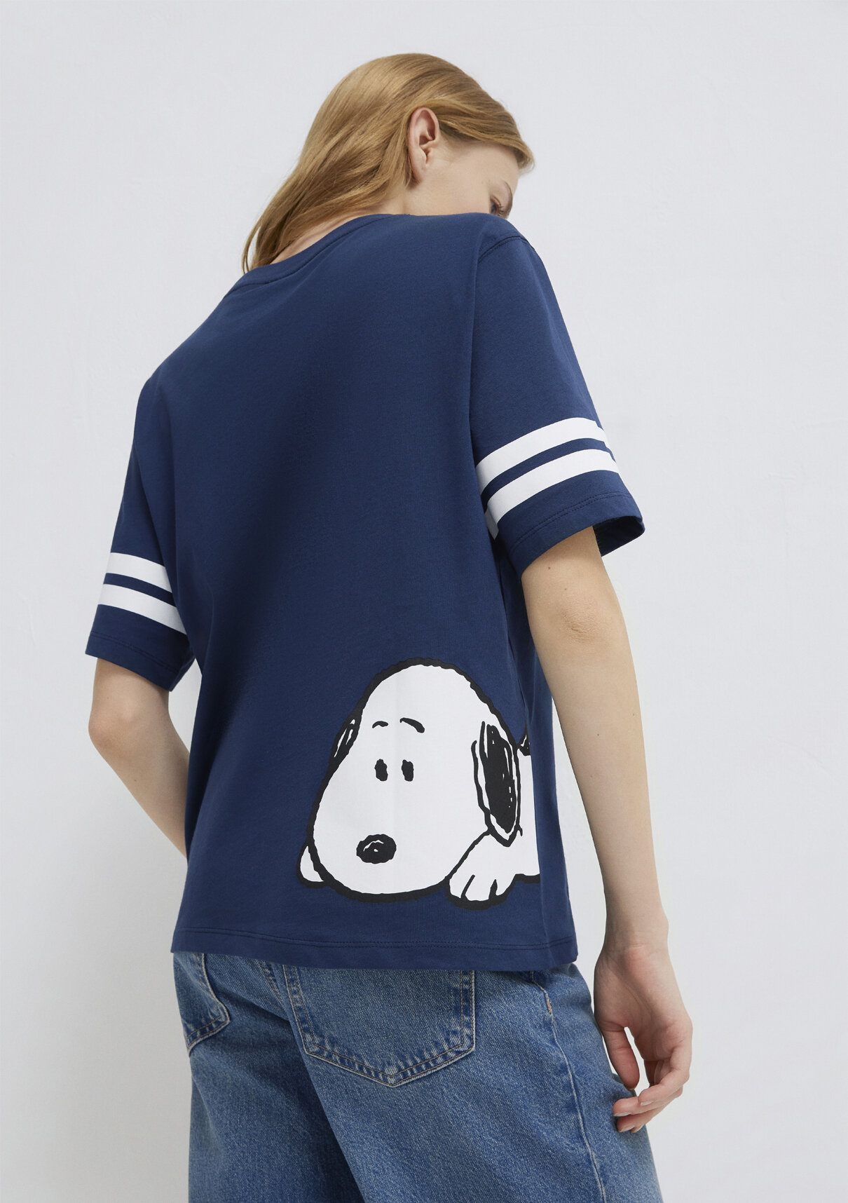 Mavi Snoopy Baskılı Lacivert Tişört