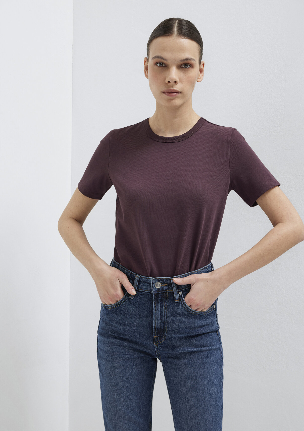 Mavi Bordo Basic Tişört