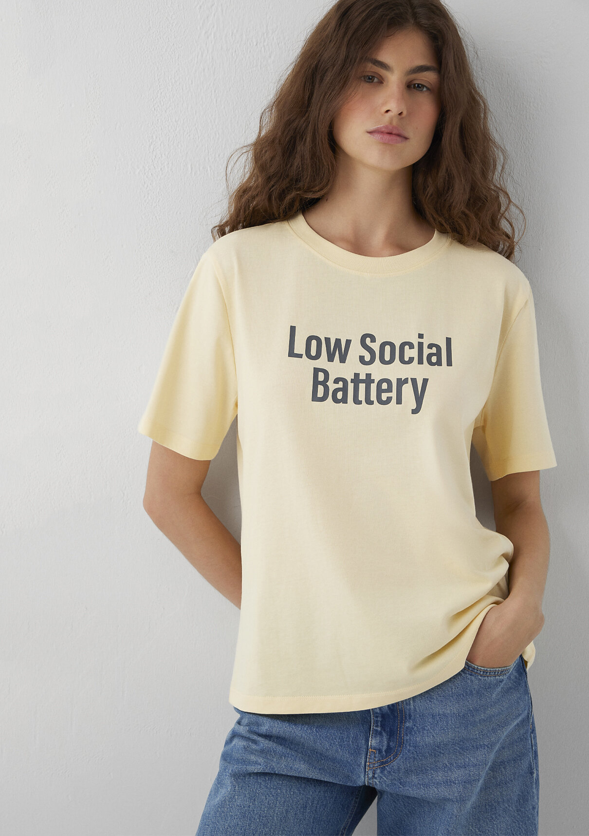 Mavi Low Social Battery Baskılı Tişört