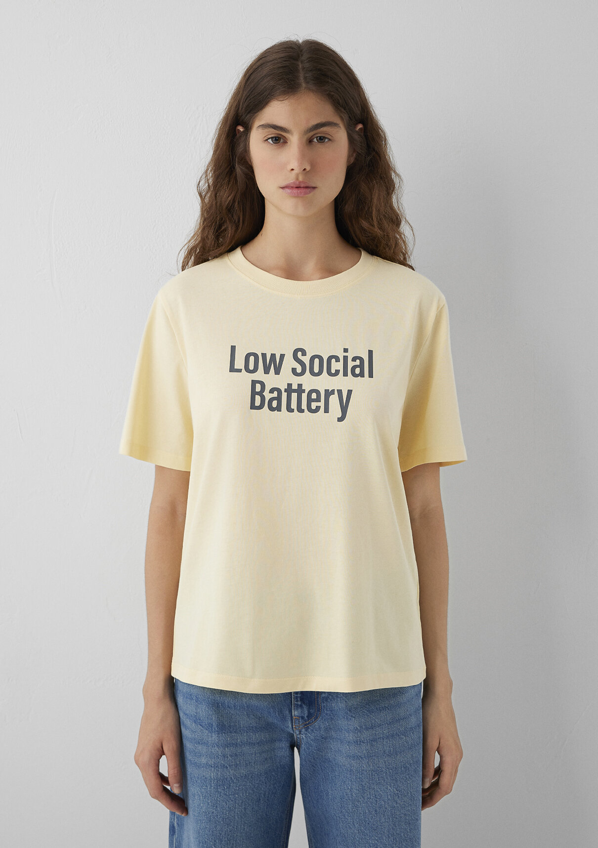Mavi Low Social Battery Baskılı Tişört görsel 3
