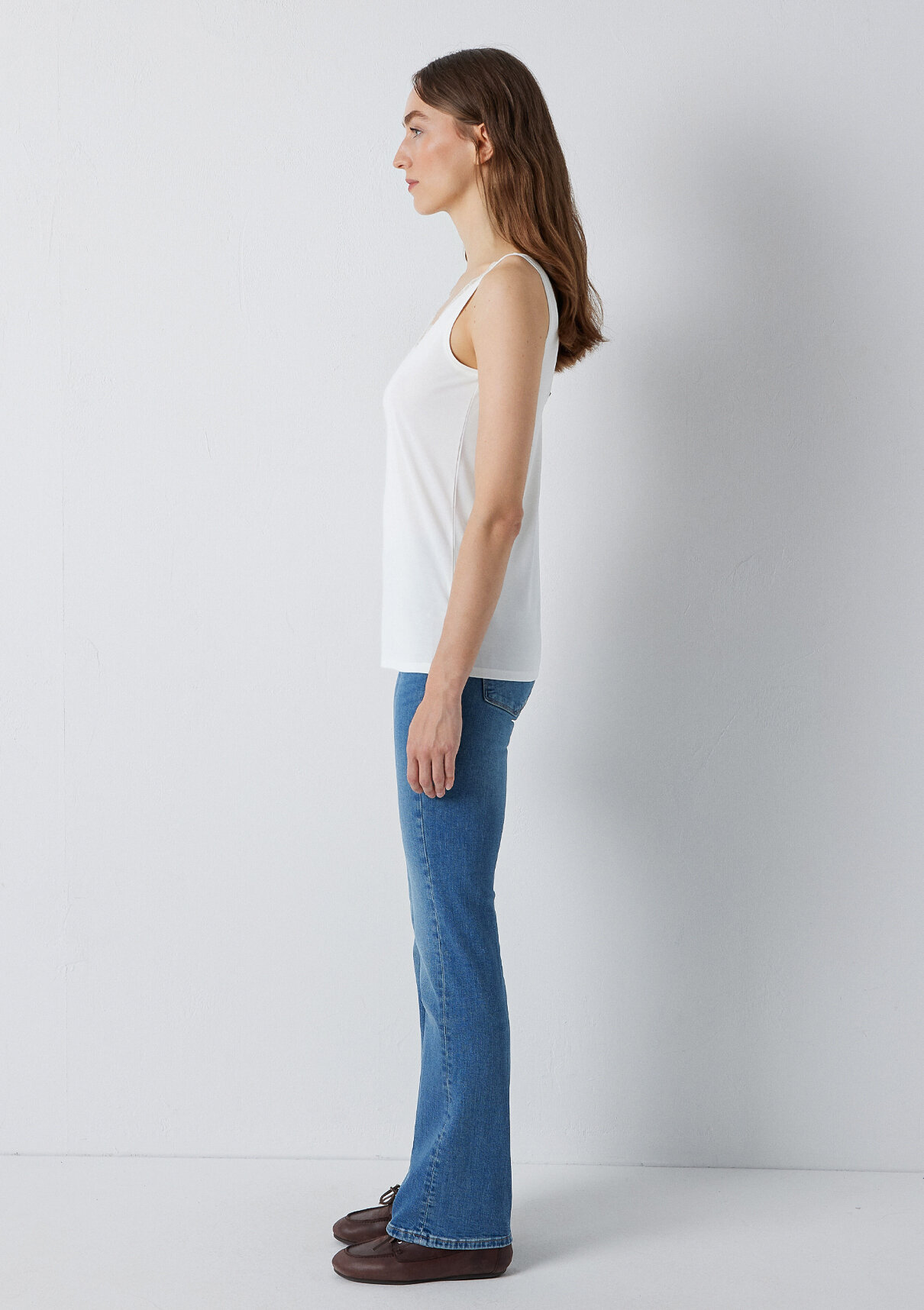 Mavi (Tencel™) Modal Karışımlı Dantelli Ekru Atlet görsel 3