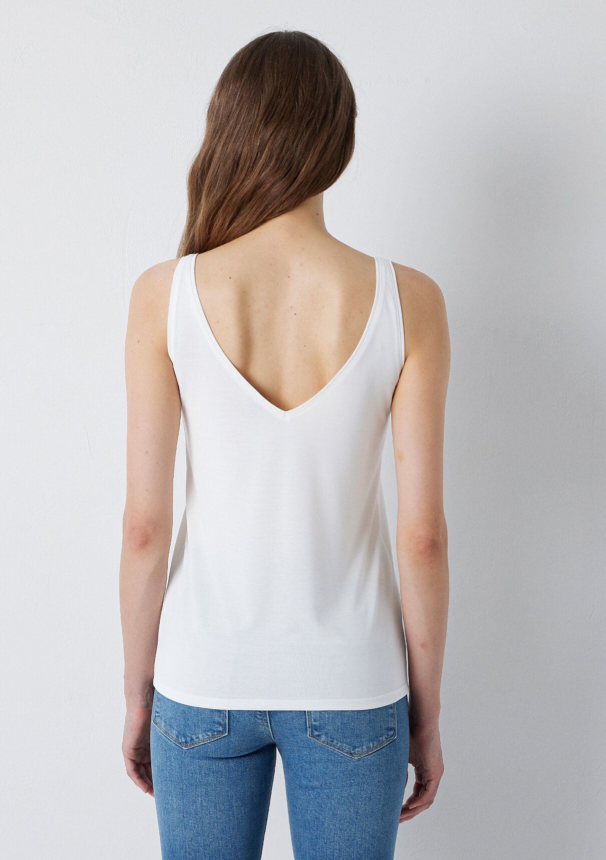 Mavi (Tencel™) Modal Karışımlı Dantelli Ekru Atlet görsel 4