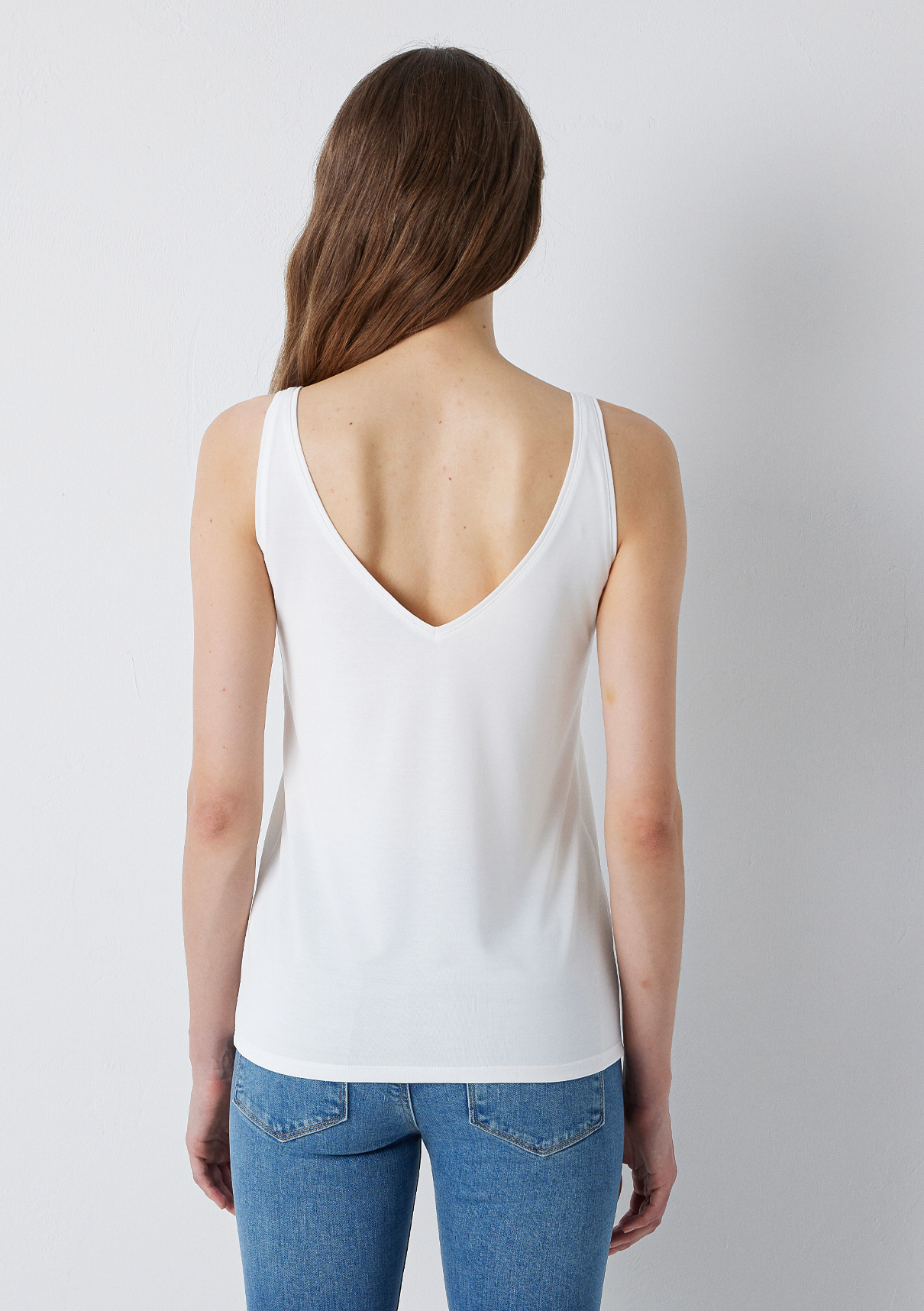 Mavi (Tencel™) Modal Karışımlı Dantelli Ekru Atlet görsel 4