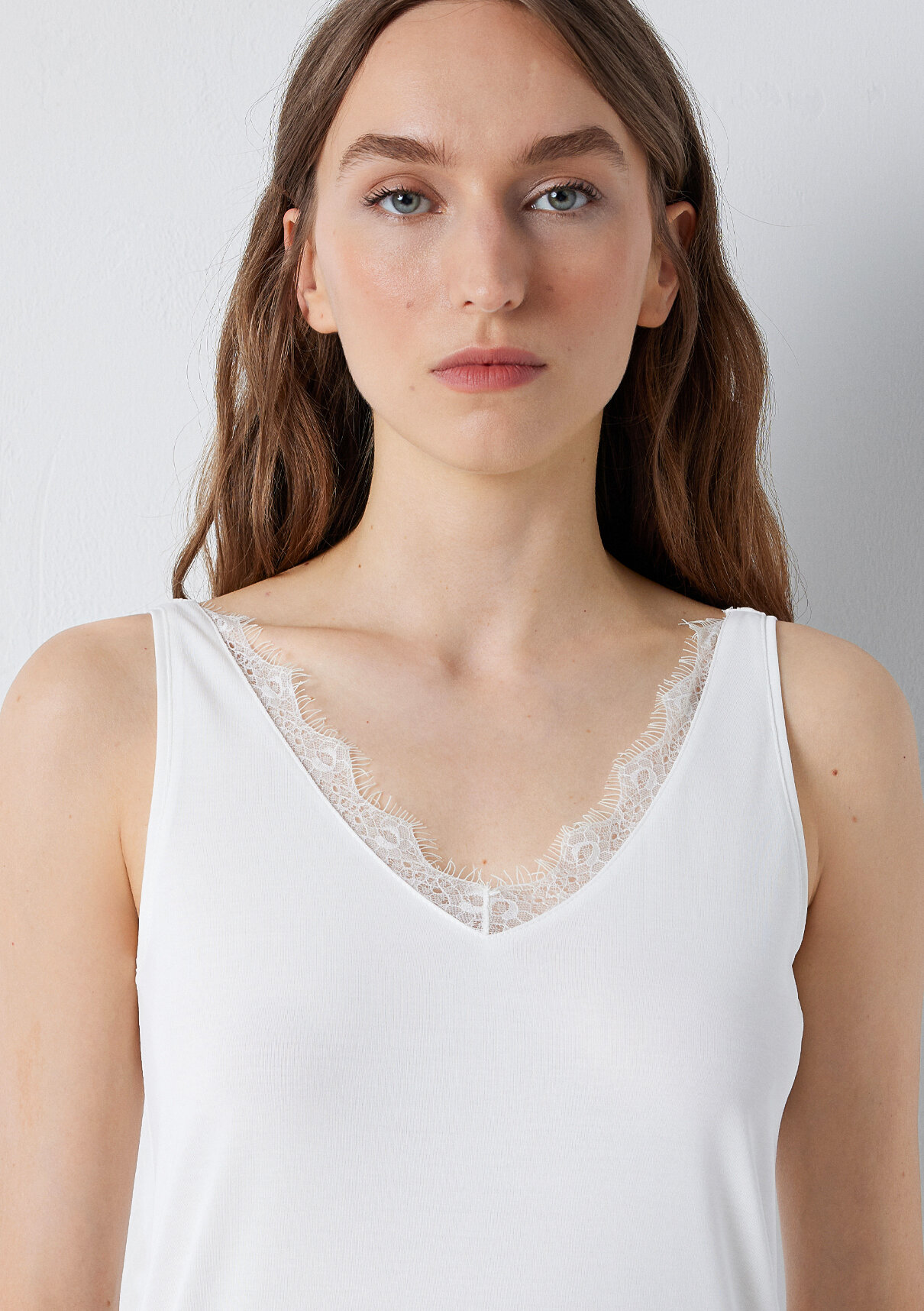 Mavi (Tencel™) Modal Karışımlı Dantelli Ekru Atlet görsel 5