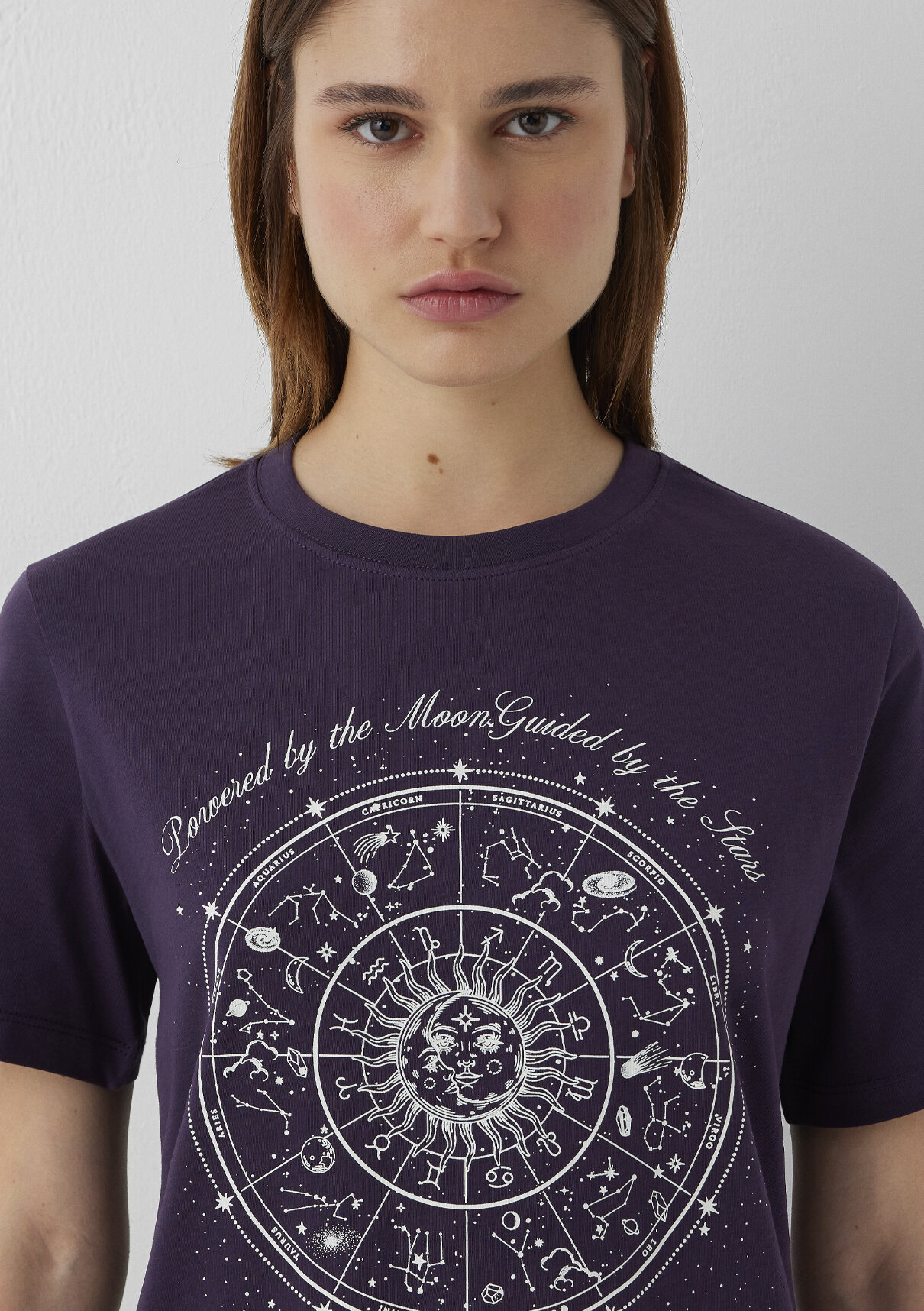 Mavi Astroloji Baskılı Mor Tişört görsel 6