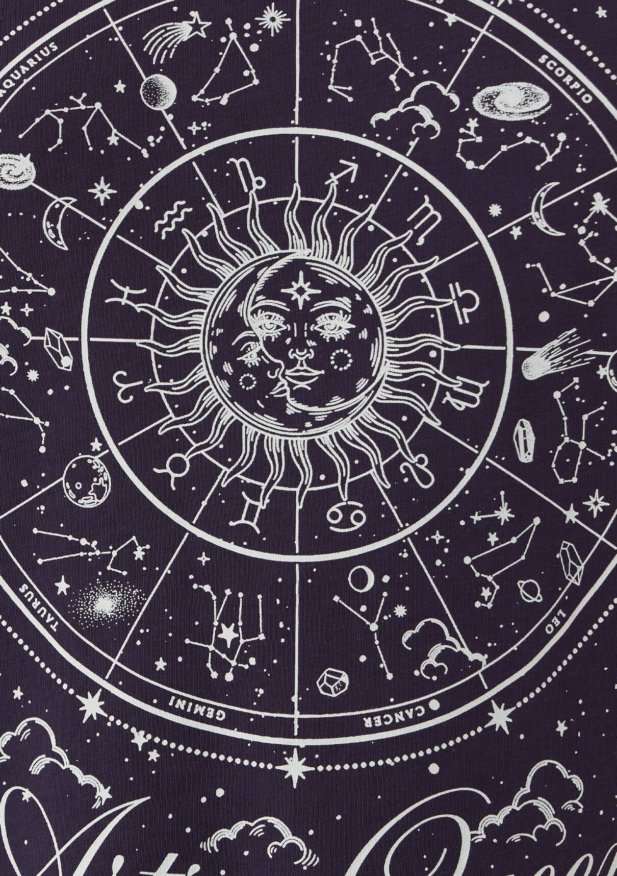 Mavi Astroloji Baskılı Mor Tişört görsel 7