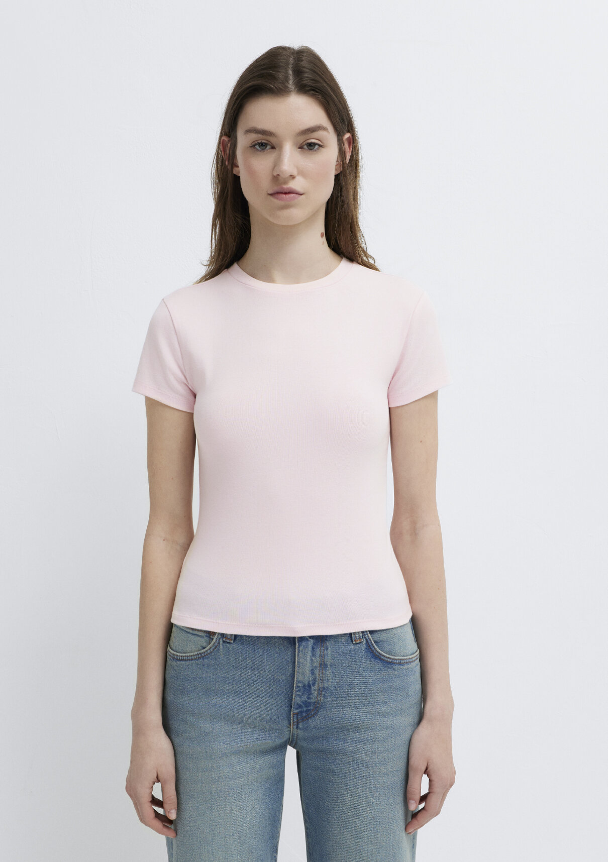 Mavi Pembe Basic Crop Tişört görsel 3