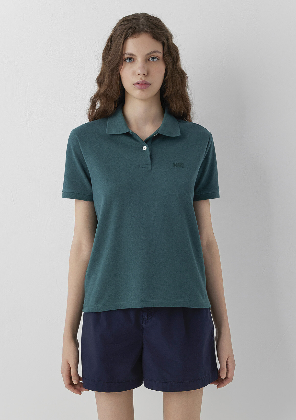 Mavi Logo Baskılı Yeşil Polo Tişört görsel 3