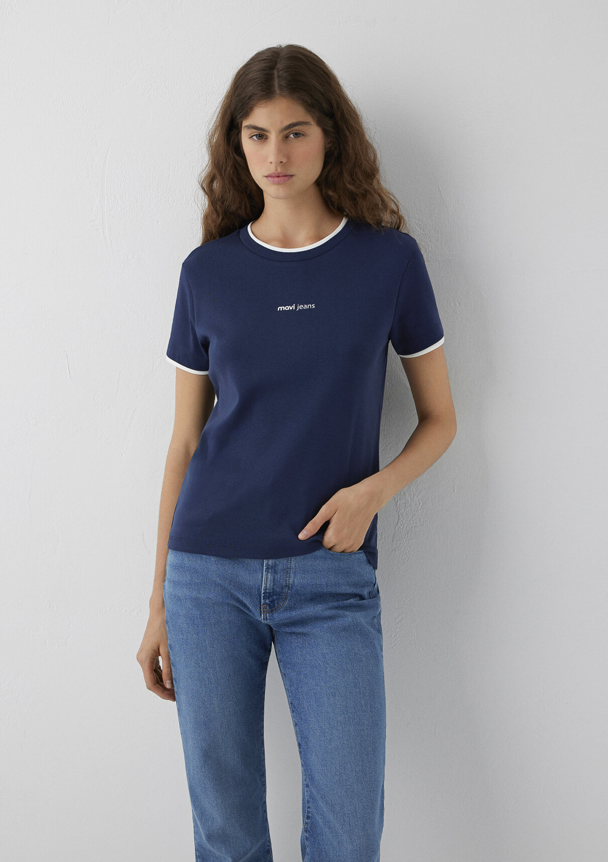 Mavi Jeans Baskılı Lacivert Tişört