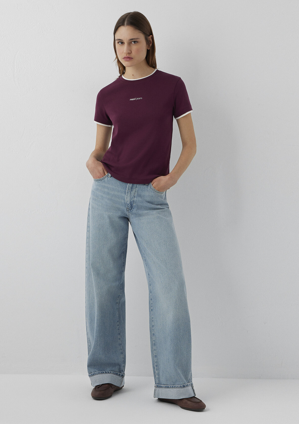 Mavi Jeans Baskılı Bordo Tişört görsel 2