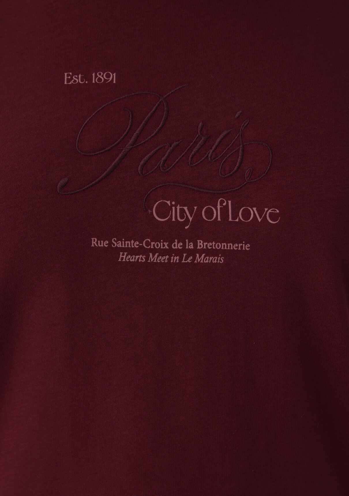 Mavi Paris Baskılı Bordo Tişört görsel 7