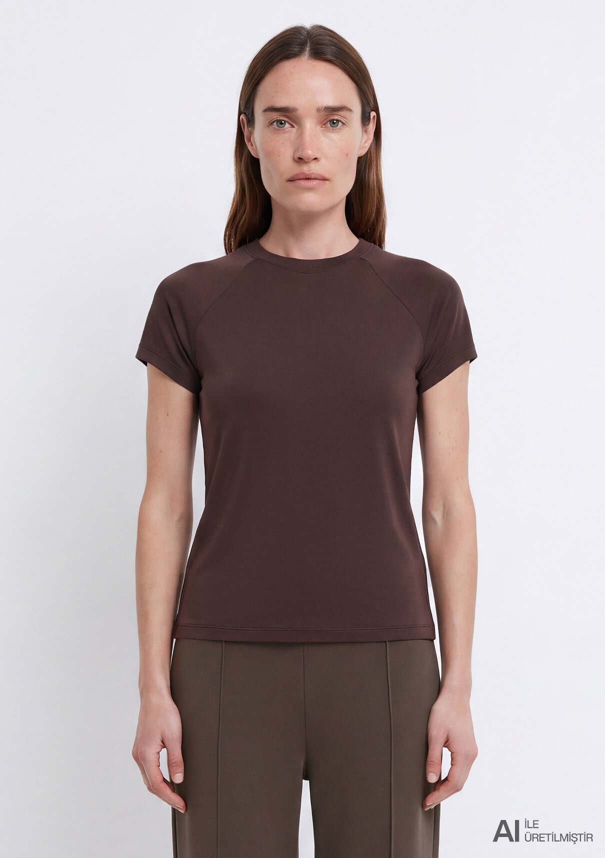 Mavi Sporty Lux (Tencel™) Modal Karışımlı Kahverengi Tişört görsel 3