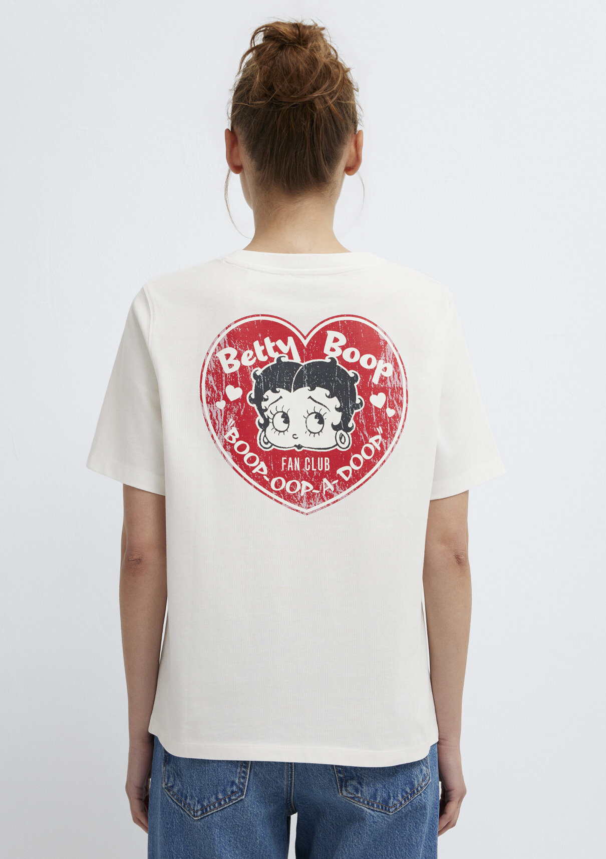 Mavi Betty Boop Baskılı Ekru Tişört görsel 5