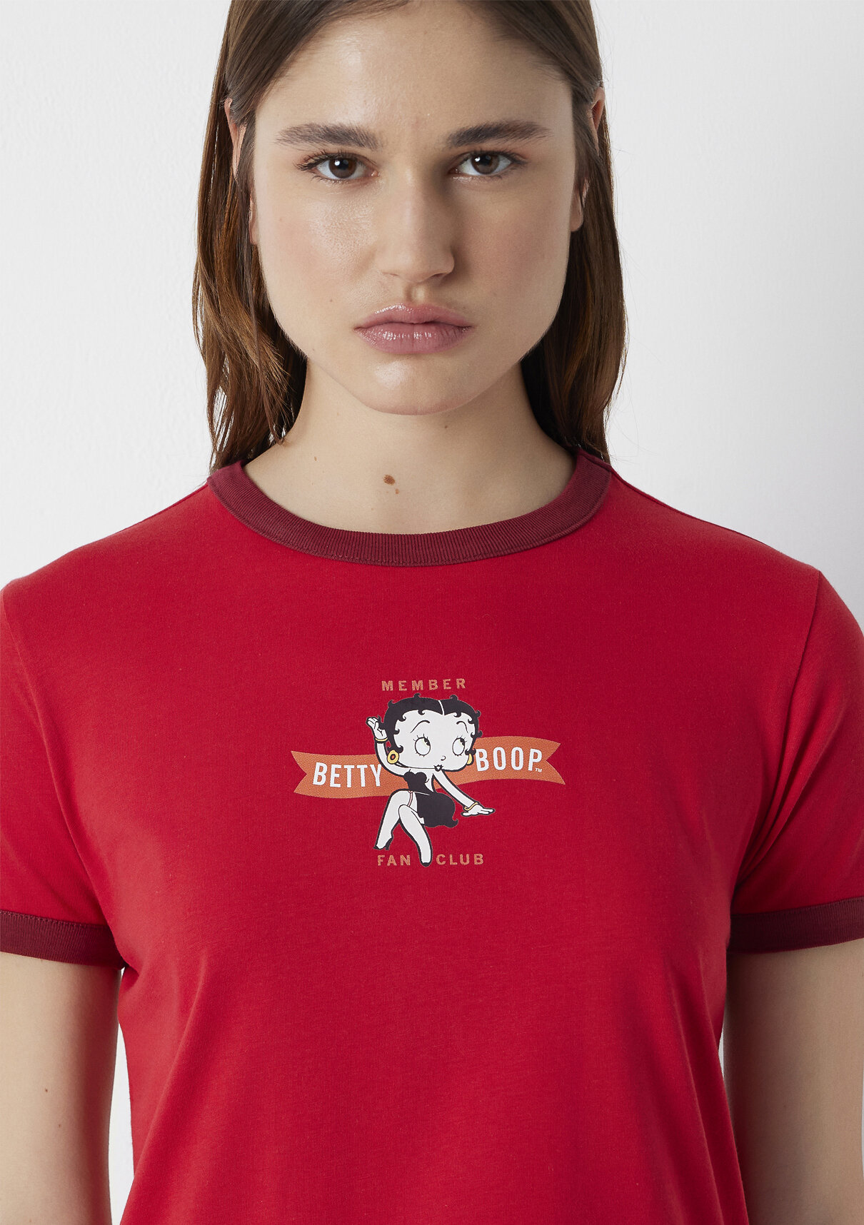 Mavi Betty Boop Baskılı Kırmızı Tişört görsel 6
