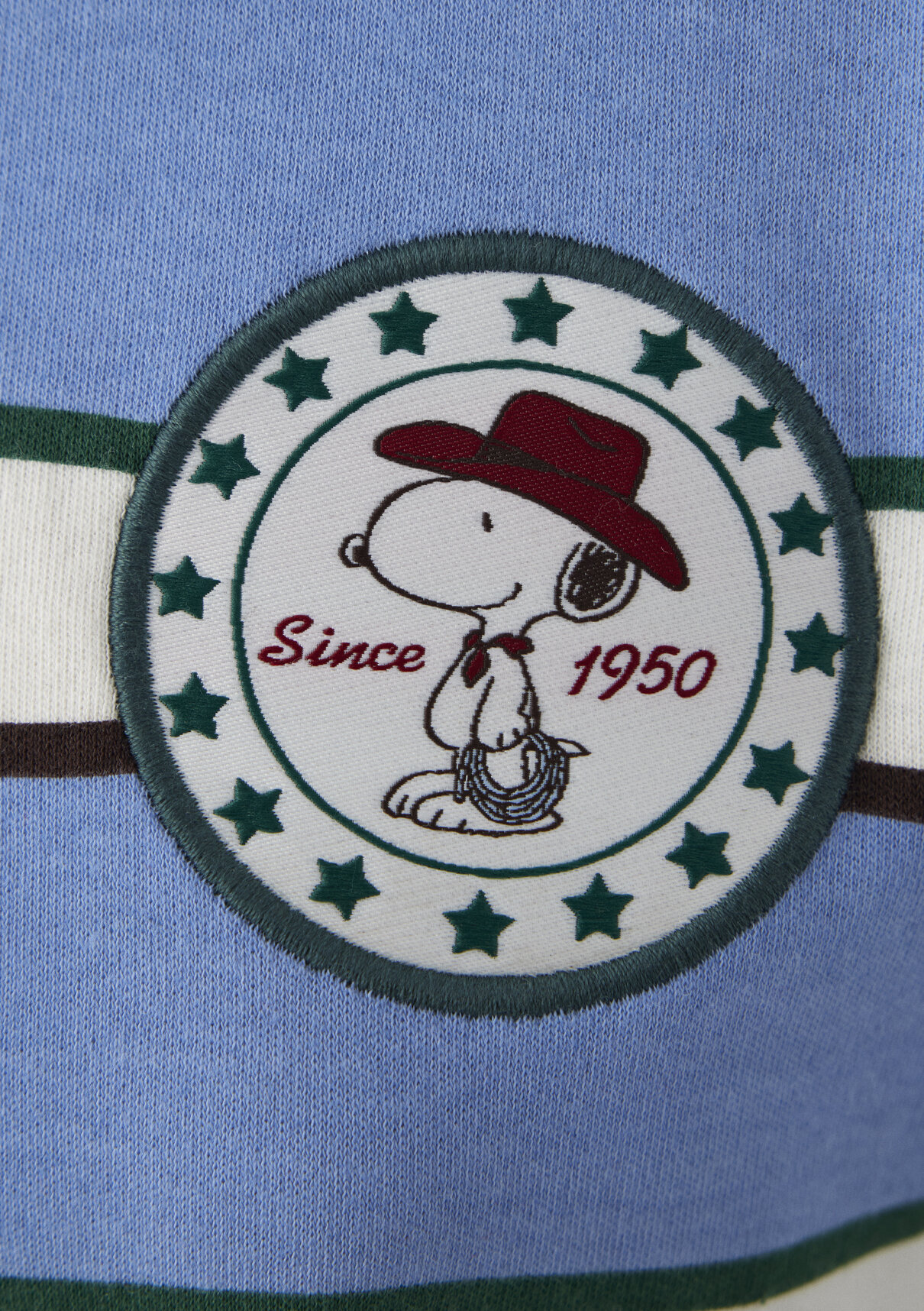 Mavi Çizgili Snoopy Baskılı Tişört görsel 7