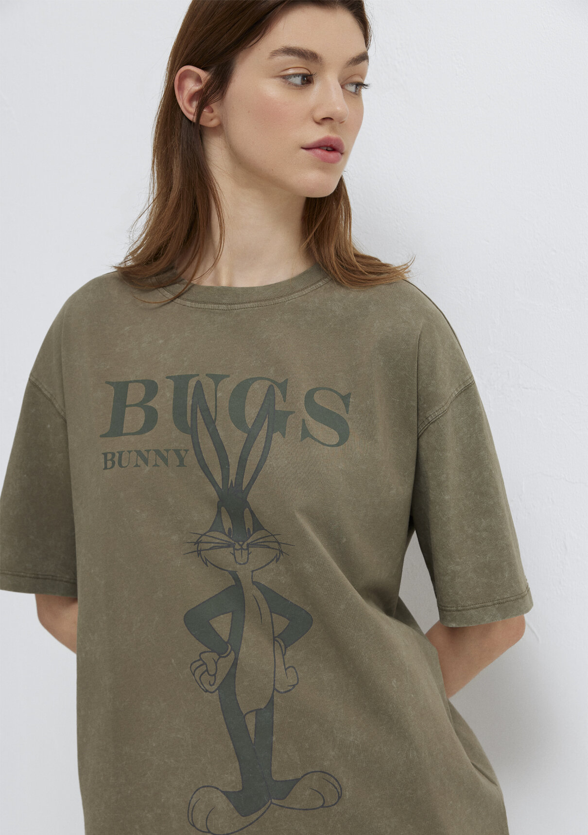 Mavi Bugs Bunny Baskılı Yeşil Tişört