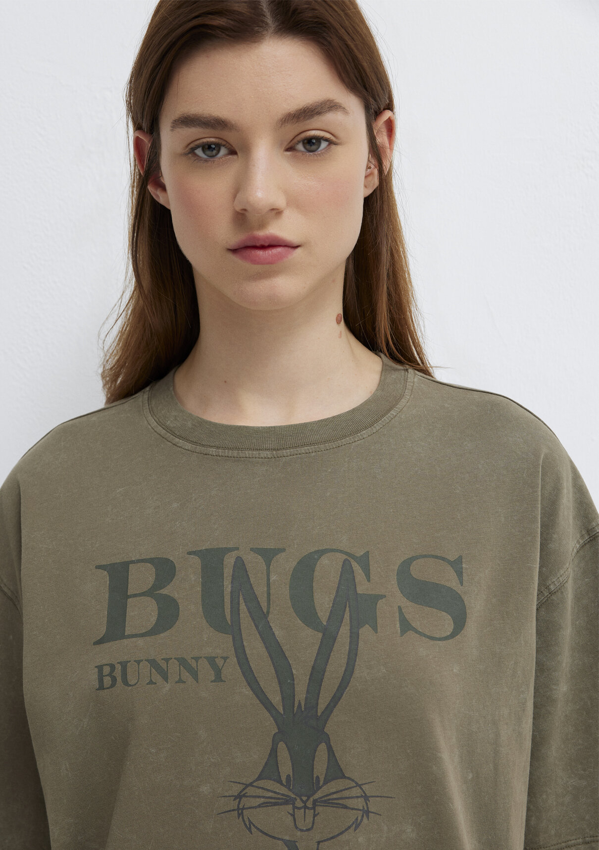 Mavi Bugs Bunny Baskılı Yeşil Tişört görsel 6