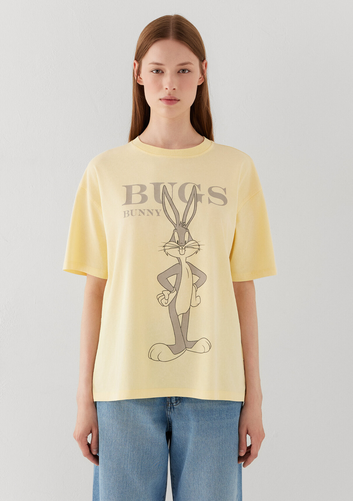 Mavi Bugs Bunny Baskılı Sarı Tişört görsel 2