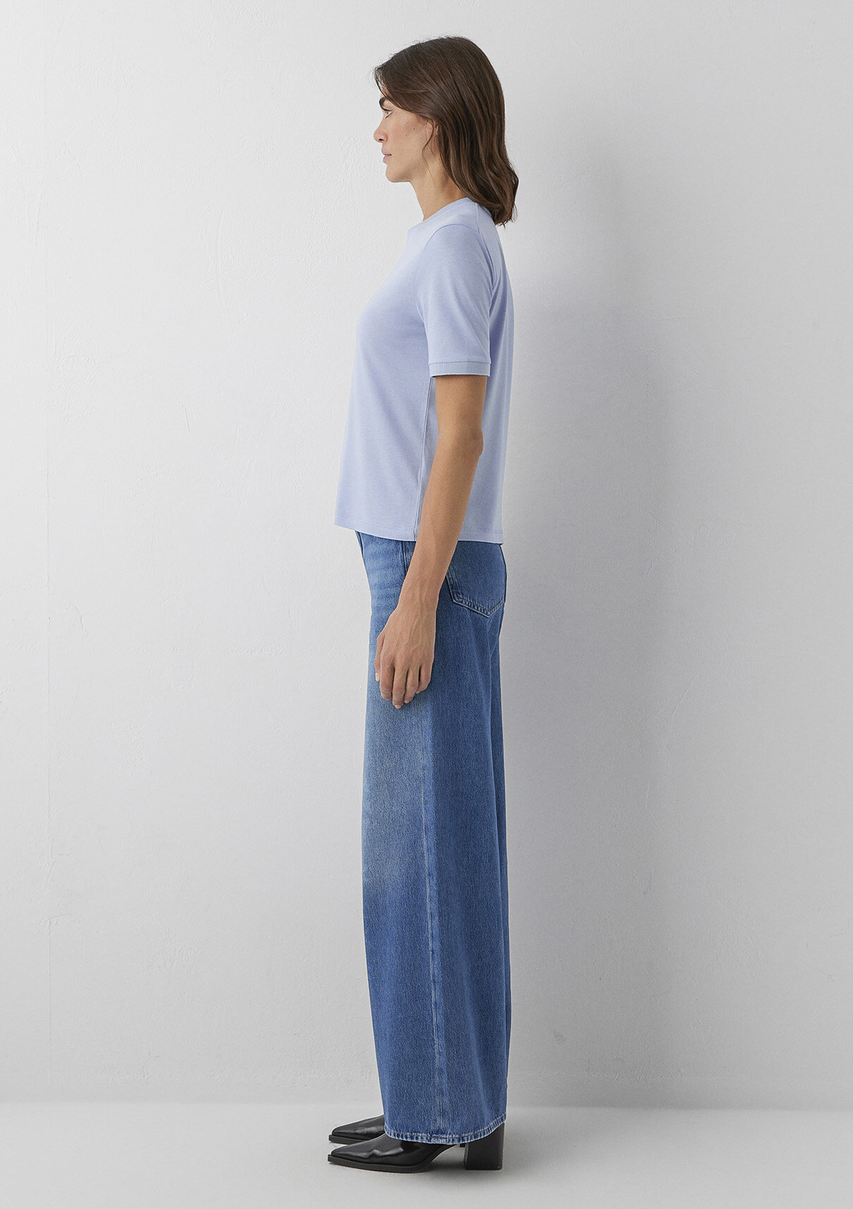 Mavi (Tencel™) Lyocell Karışımlı Mavi Basic Tişört görsel 4