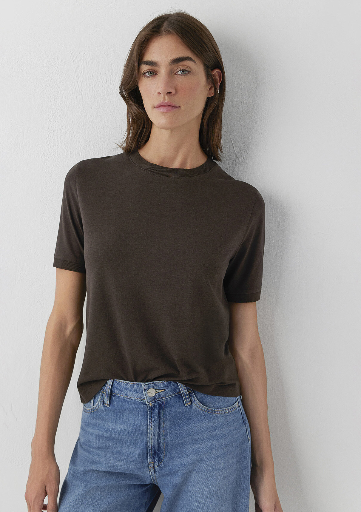 Mavi (Tencel™) Lyocell Karışımlı Kahverengi Basic Tişört