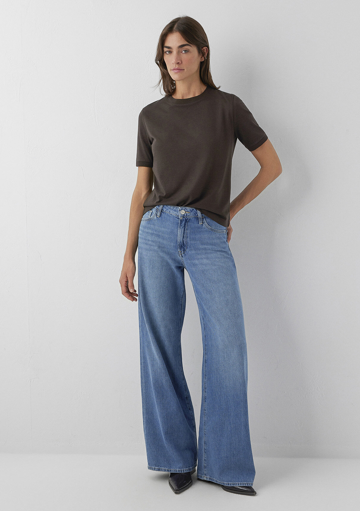 Mavi (Tencel™) Lyocell Karışımlı Kahverengi Basic Tişört görsel 2