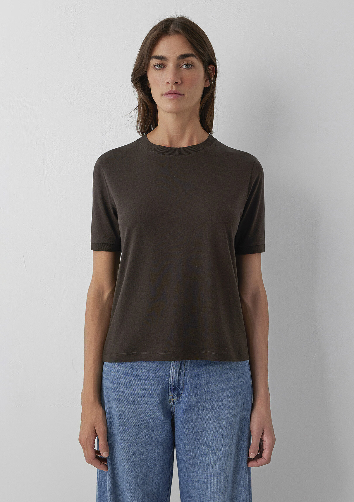 Mavi (Tencel™) Lyocell Karışımlı Kahverengi Basic Tişört görsel 3