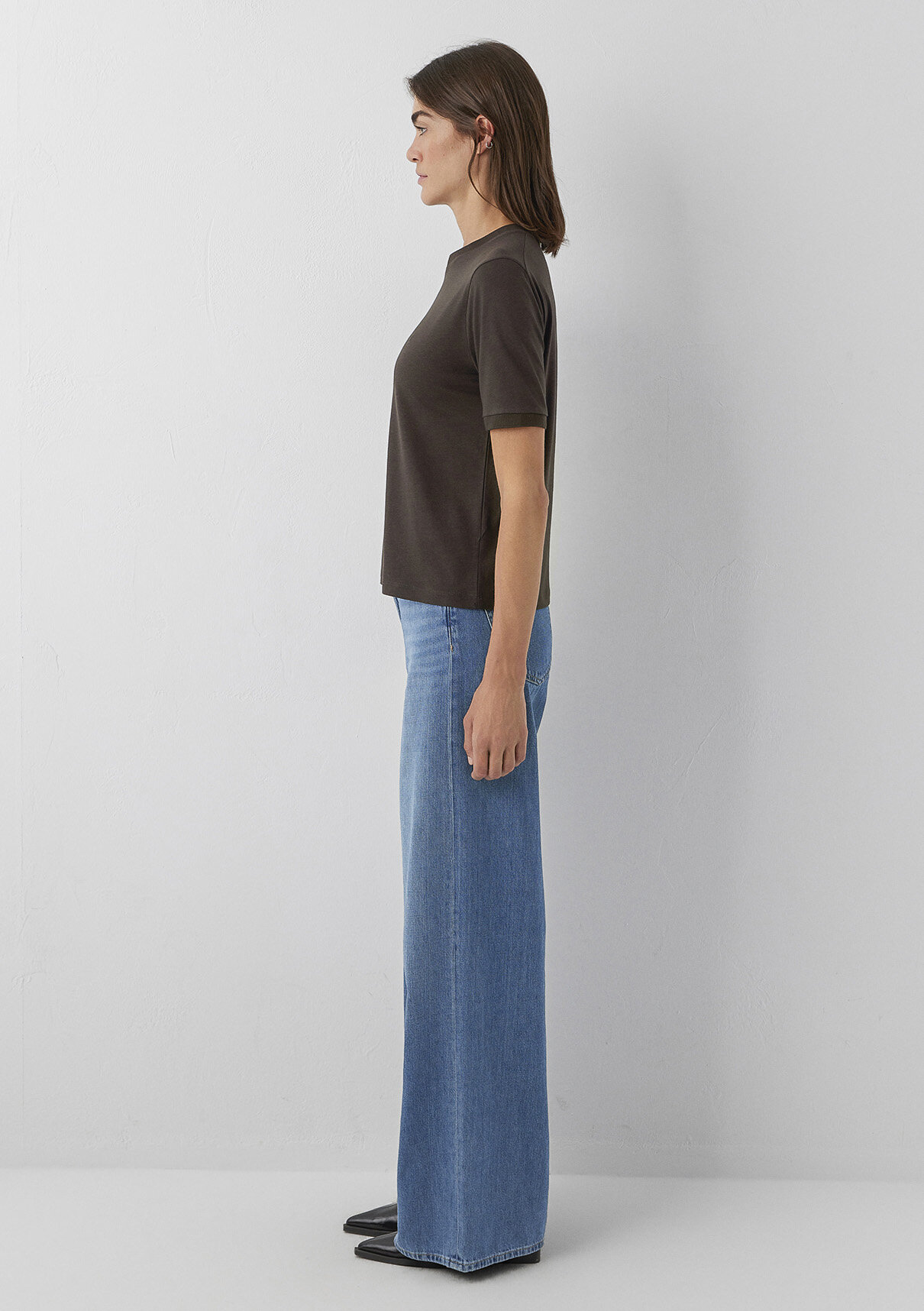 Mavi (Tencel™) Lyocell Karışımlı Kahverengi Basic Tişört görsel 4