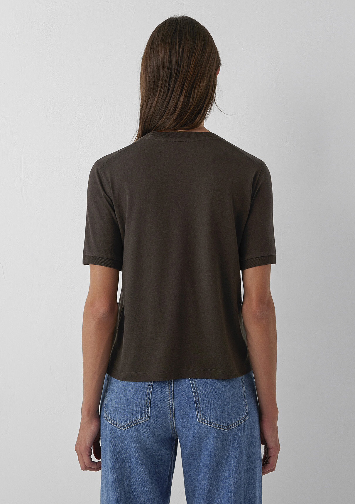 Mavi (Tencel™) Lyocell Karışımlı Kahverengi Basic Tişört görsel 5