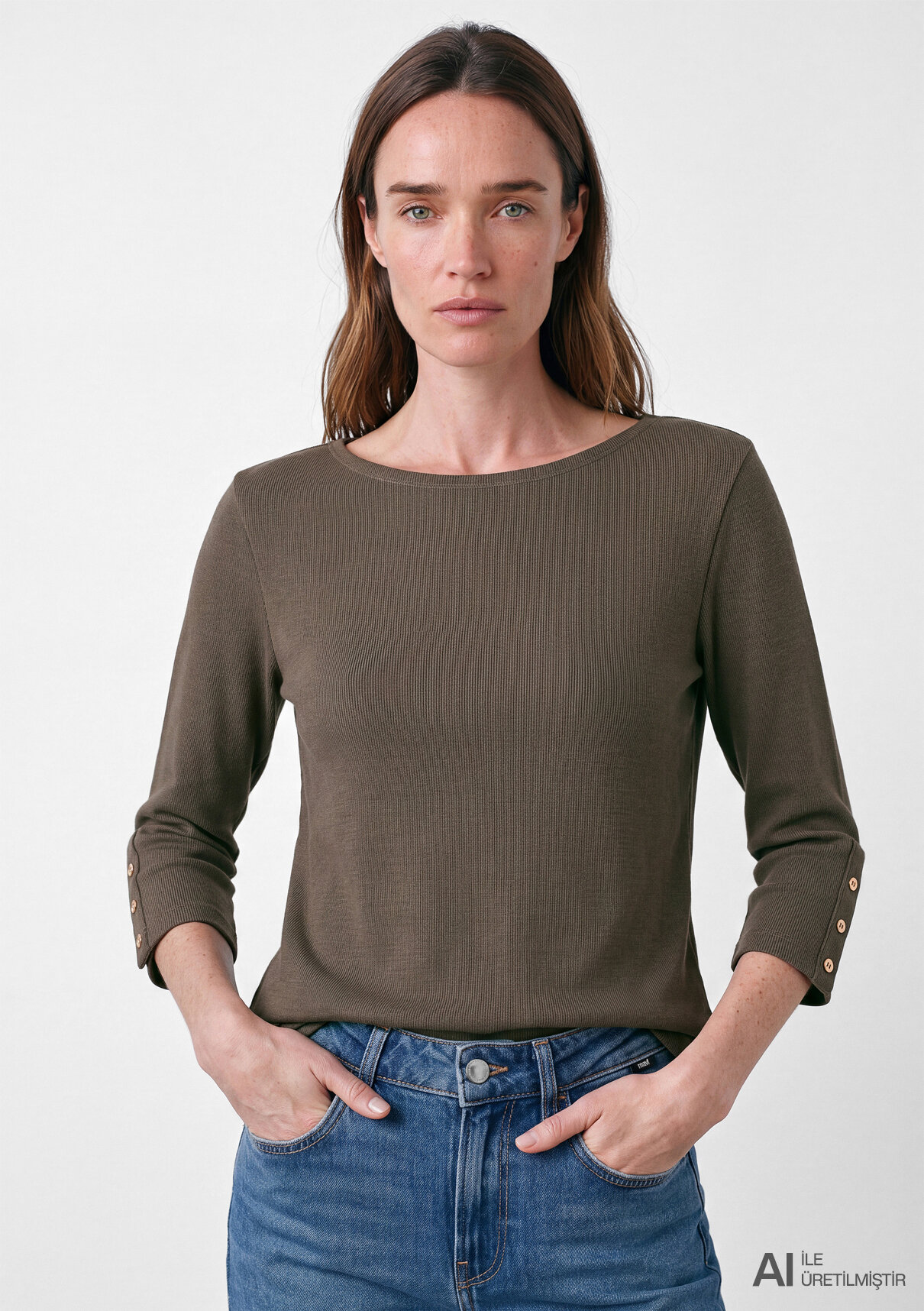 Mavi (Tencel™) Modal Karışımlı Kahverengi Tişört görsel 2