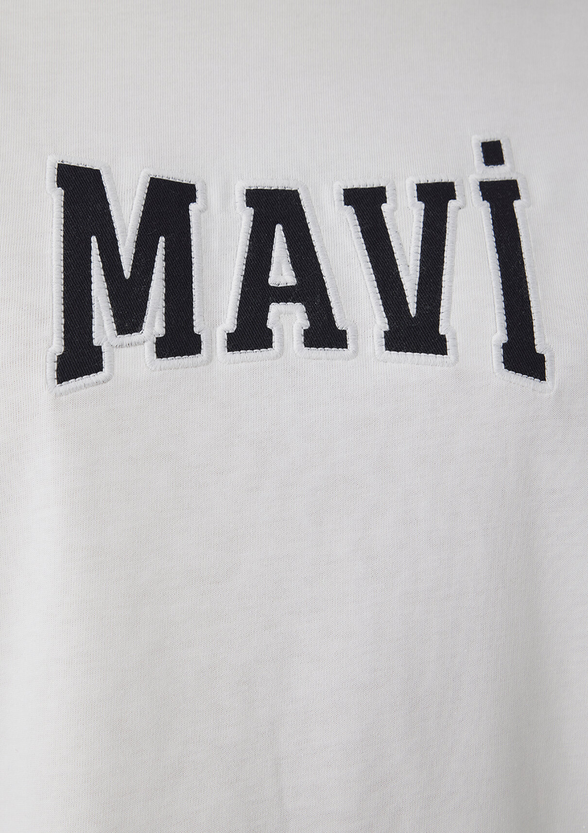 Mavi Logo Baskılı Ekru Tişört görsel 7