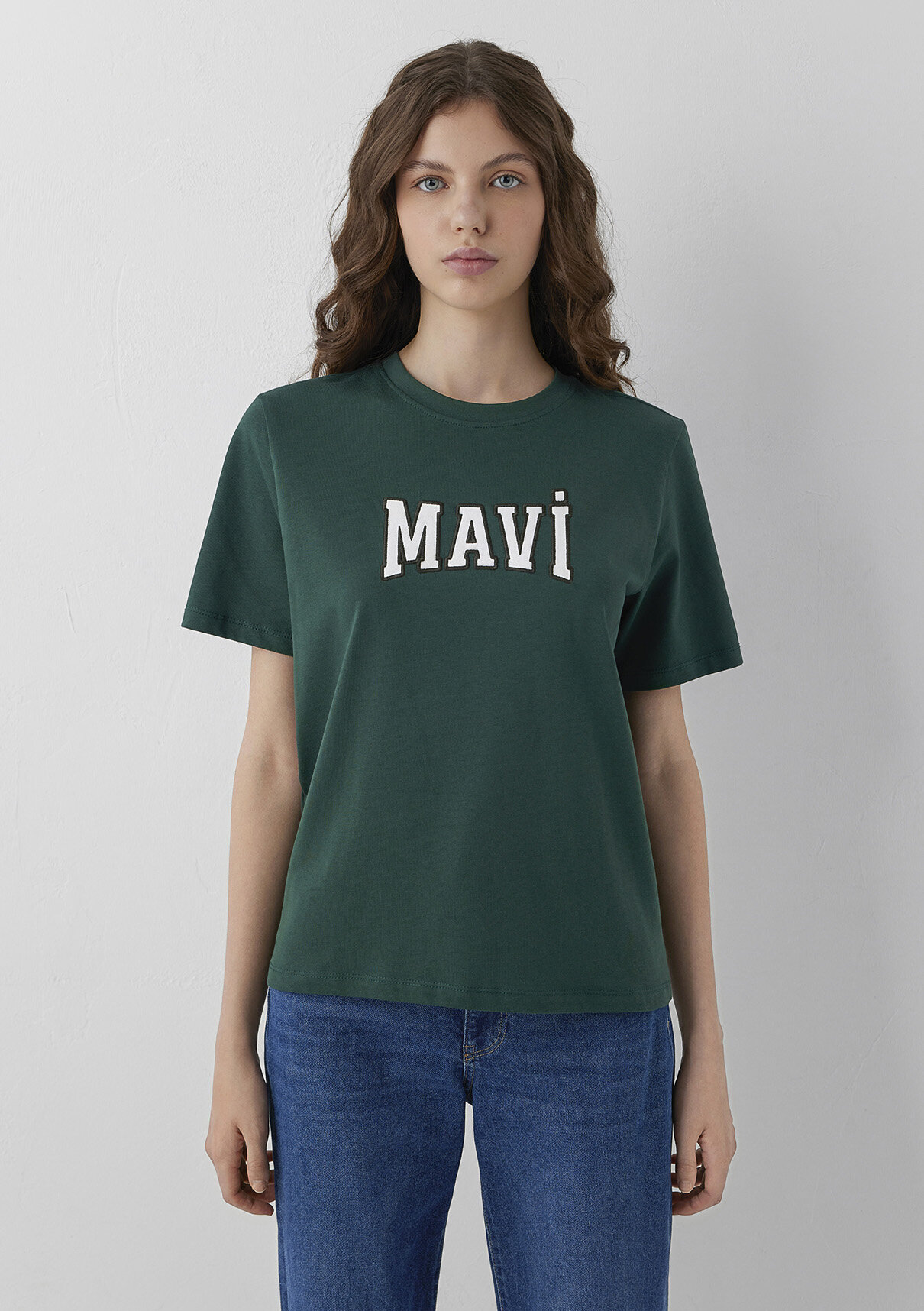 Mavi Logo Baskılı Yeşil Tişört görsel 3