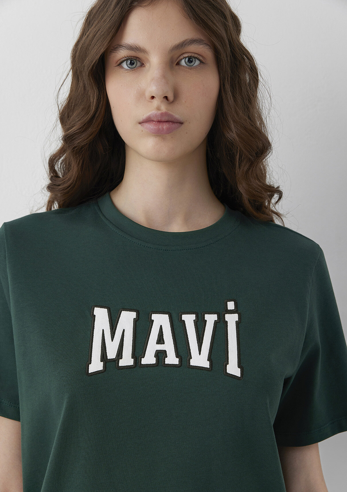 Mavi Logo Baskılı Yeşil Tişört görsel 6