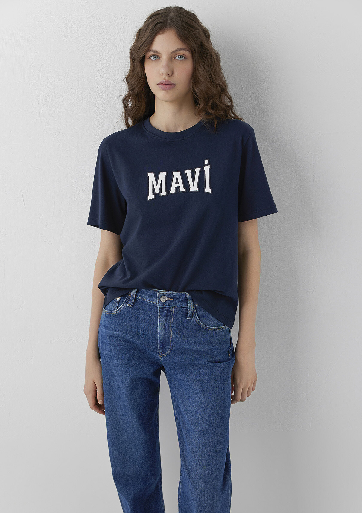Mavi Logo Baskılı Lacivert Tişört görsel 2