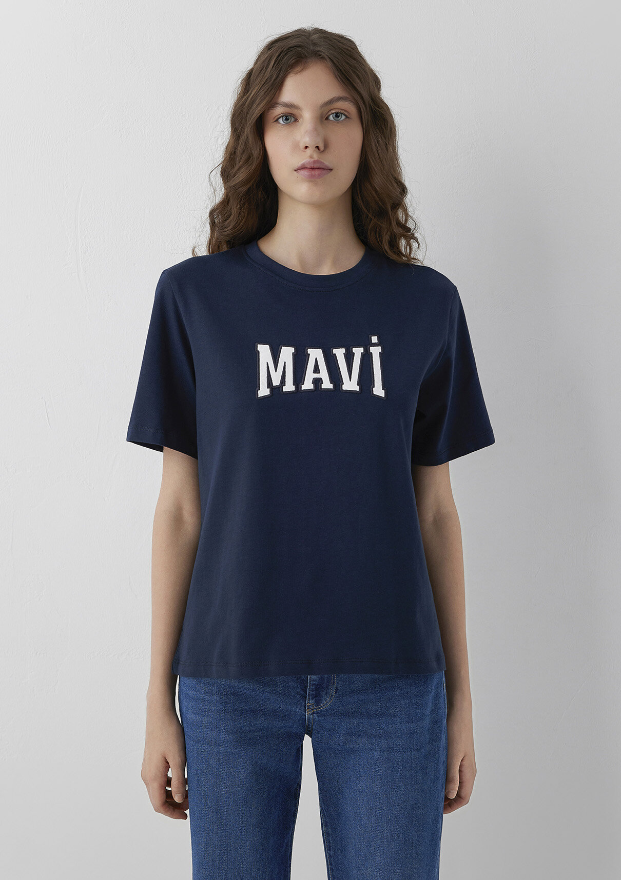 Mavi Logo Baskılı Lacivert Tişört görsel 3