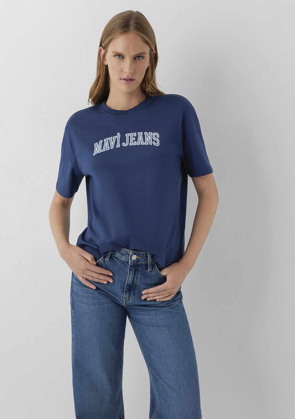 Mavi Jeans Baskılı Lacivert Tişört