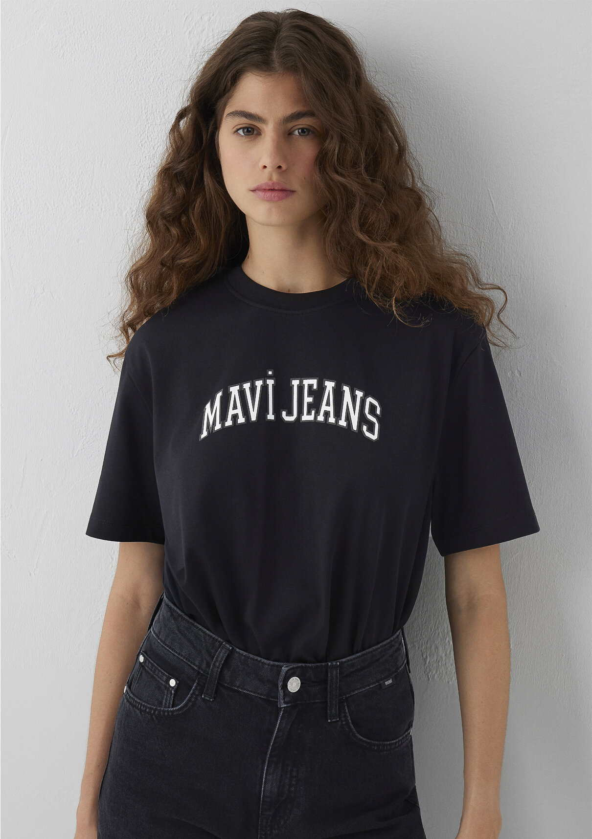 Mavi Jeans Baskılı Siyah Tişört