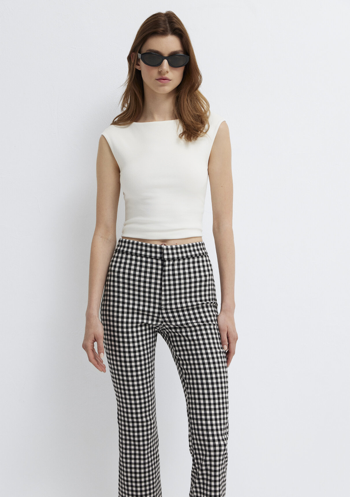 Mavi Ekru Crop Tişört görsel 2