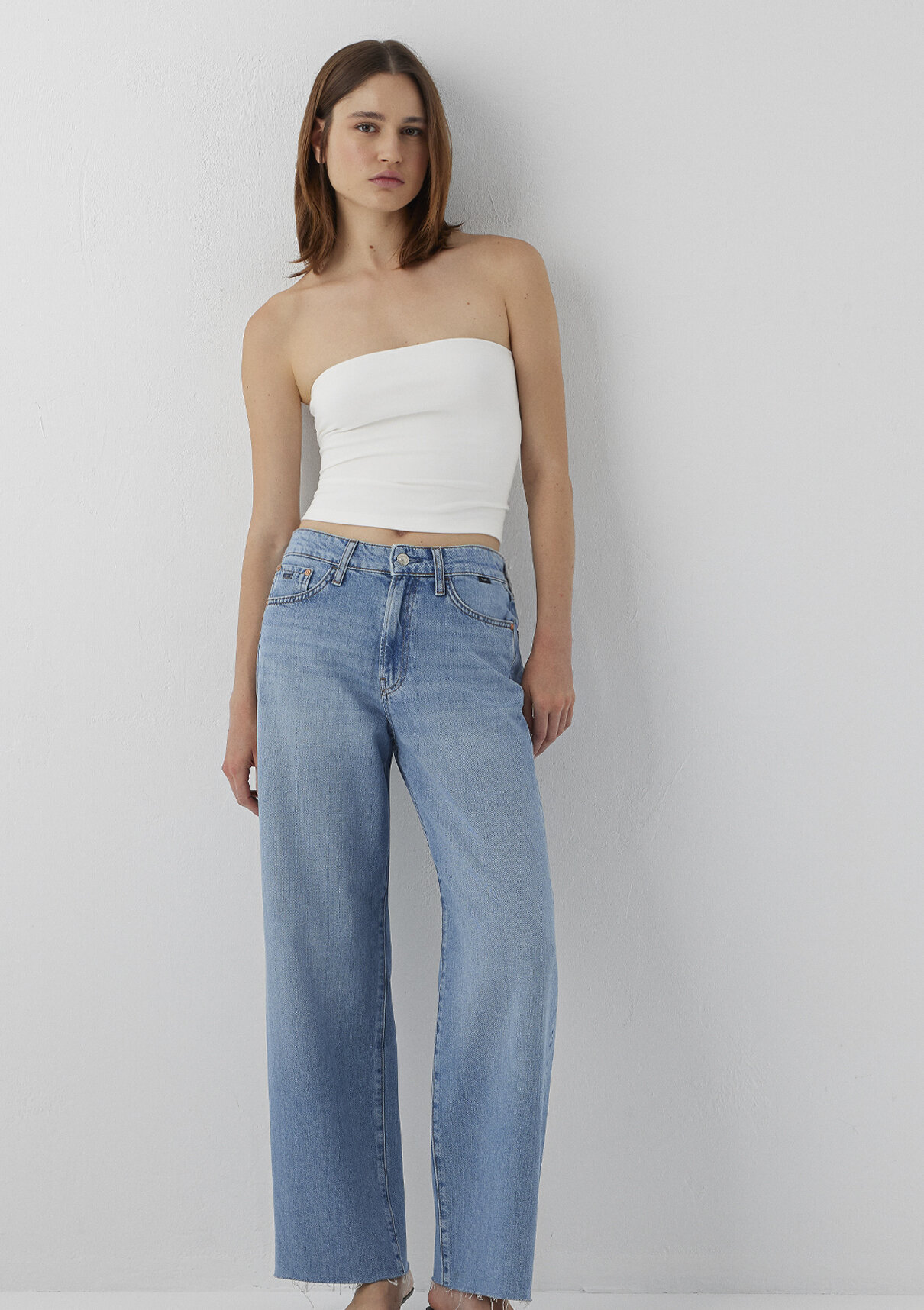Mavi Ekru Straplez Top