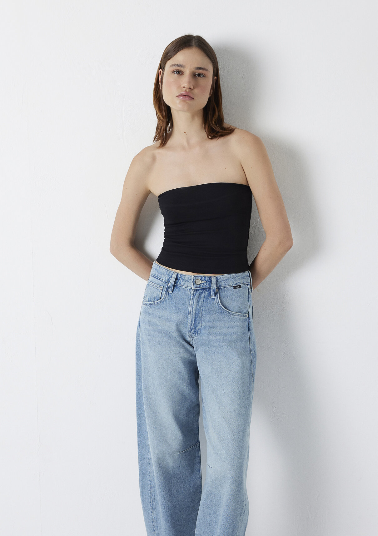 Mavi Siyah Straplez Top