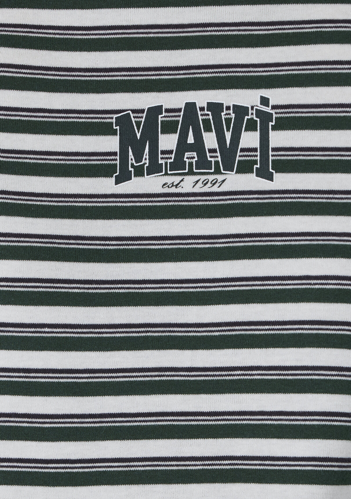 Mavi Logo Baskılı Çizgili Yeşil Tişört görsel 7