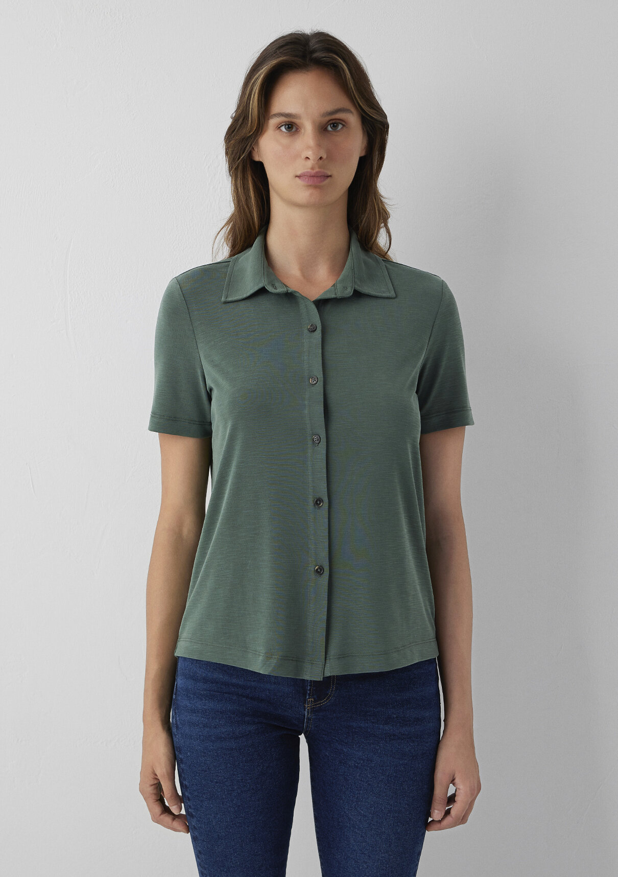 Mavi (Tencel™) Modal Karışımlı Yeşil Örme Gömlek görsel 3