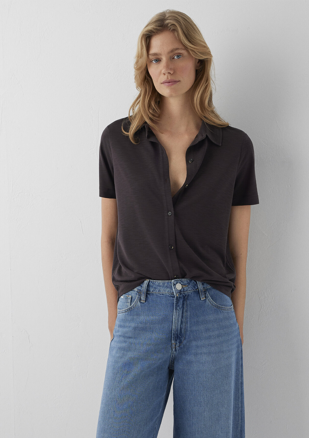 Mavi (Tencel™) Modal Karışımlı Kahverengi Örme Gömlek görsel 2