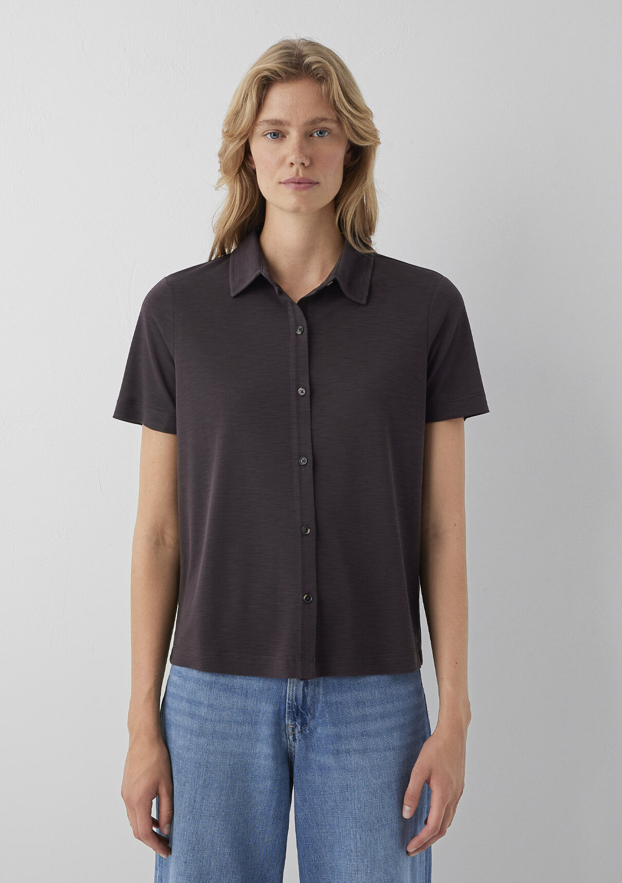 Mavi (Tencel™) Modal Karışımlı Kahverengi Örme Gömlek görsel 3