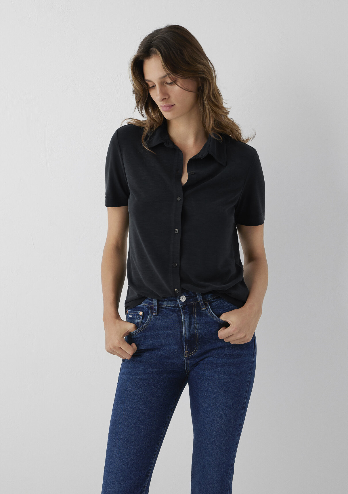 Mavi (Tencel™) Modal Karışımlı Antrasit Örme Gömlek